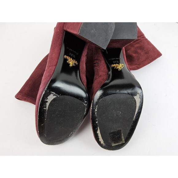 Prada Leather Suede Knee High Heeled Boots Size 36.5 - Picture 12 of 12